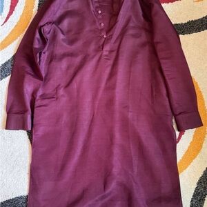 Men’s Maroon Kurta Pajama with Embroidered Waistcoat – 3-Piece Set